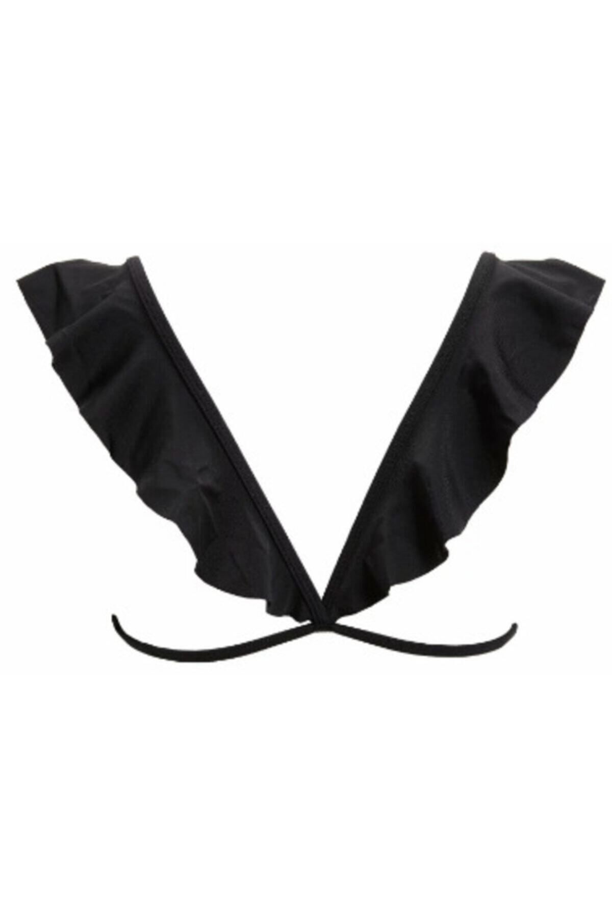 DEEP BEACH-Black Frilly Covered Wrap Top Db200060this is 5