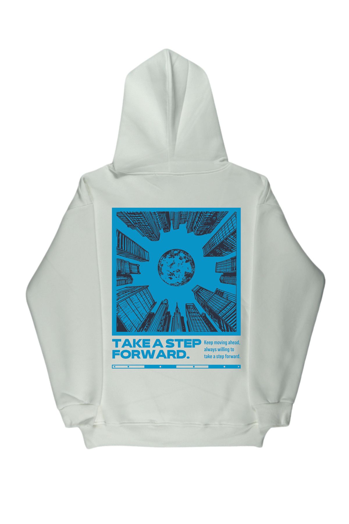 By Caspita Fashion Lenithra Take a Step Forward Sırt Baskılı Unisex Oversize Beyaz Hoodie