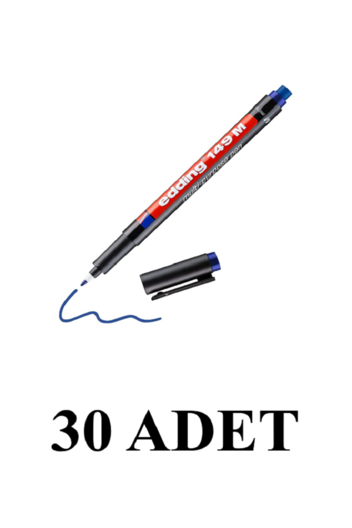 Edding 30 Adet Asetat Kalemi Silgili E-149m Mavi Cd Kalemi 1 Mm Permanent