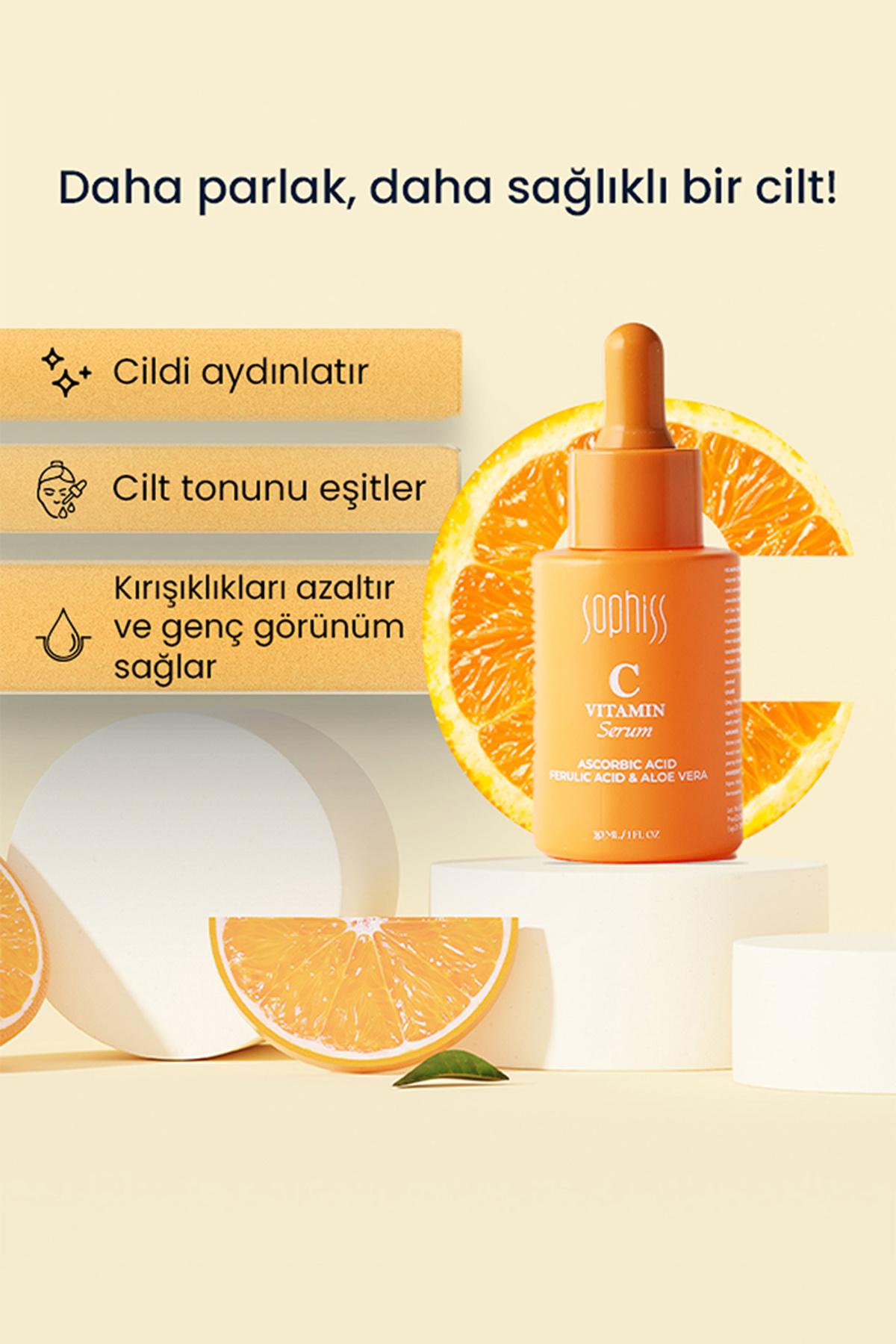 Premium Nemlendirici & Yaşlanma Karşıtı Vitamin C Serum 30 ml — 8683684306532 — تصویر 2 از 4