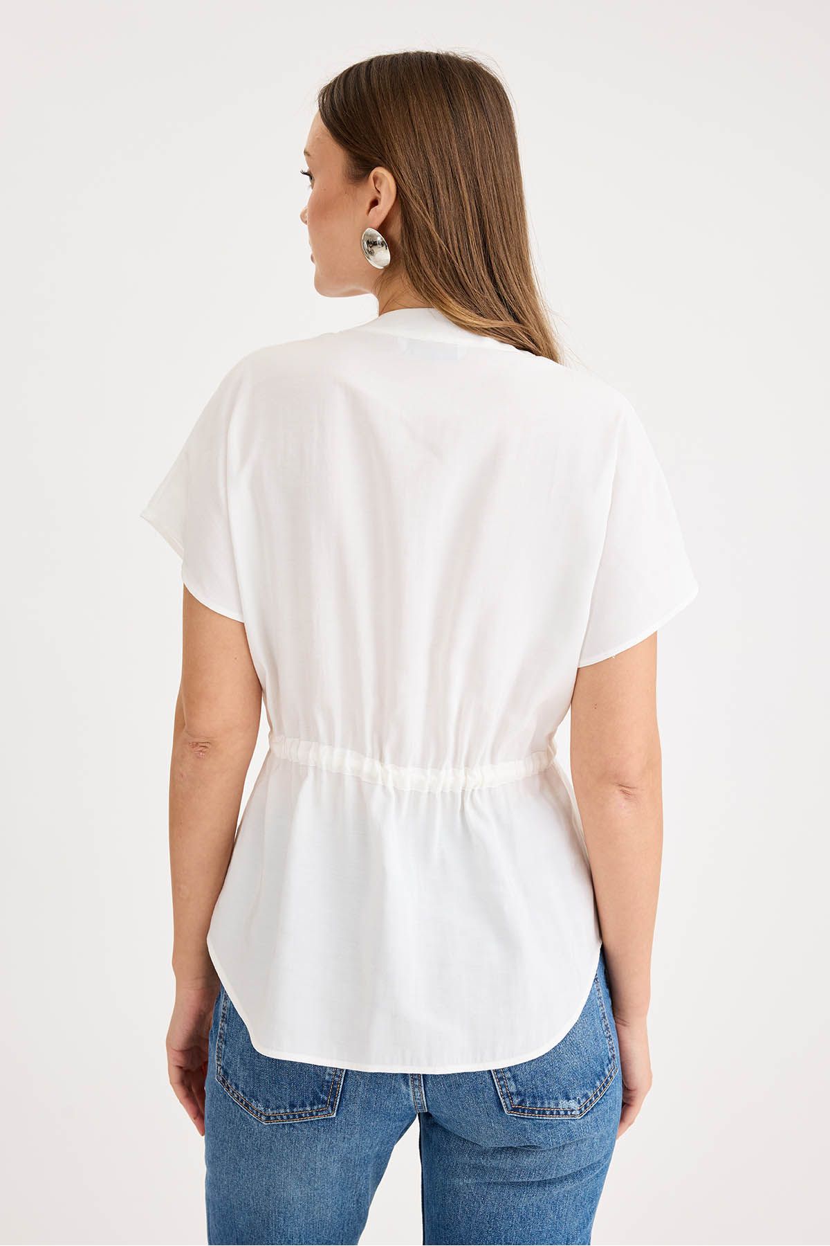 Vitrin-Modal Blouse with Shirred Waist and Buttons 4
