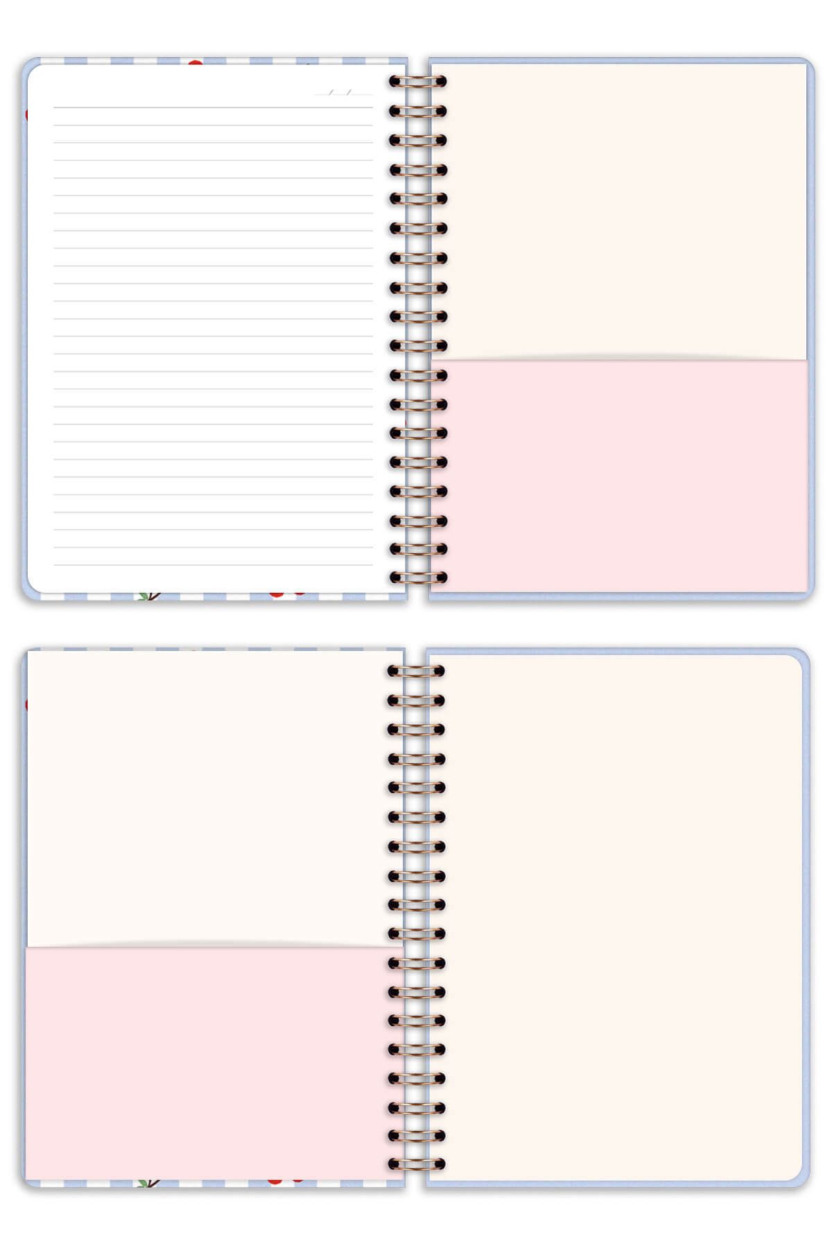 Matt Notebook-B5 17X24 cm Spiral Elastic Striped Undated Notepad Cherry 7