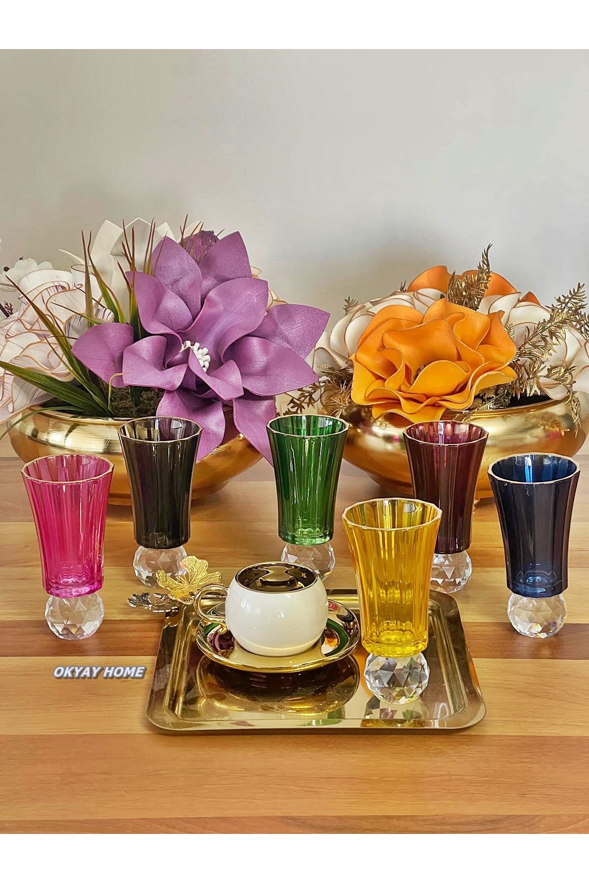 P&ORA PREMIUM KITCHEN PRODUCTS-كرة كريستال ماسية ذات 6 ألوان مفصلة مذهبة للقهوة والزجاج المائي هدية مهر عرض فاخر 4