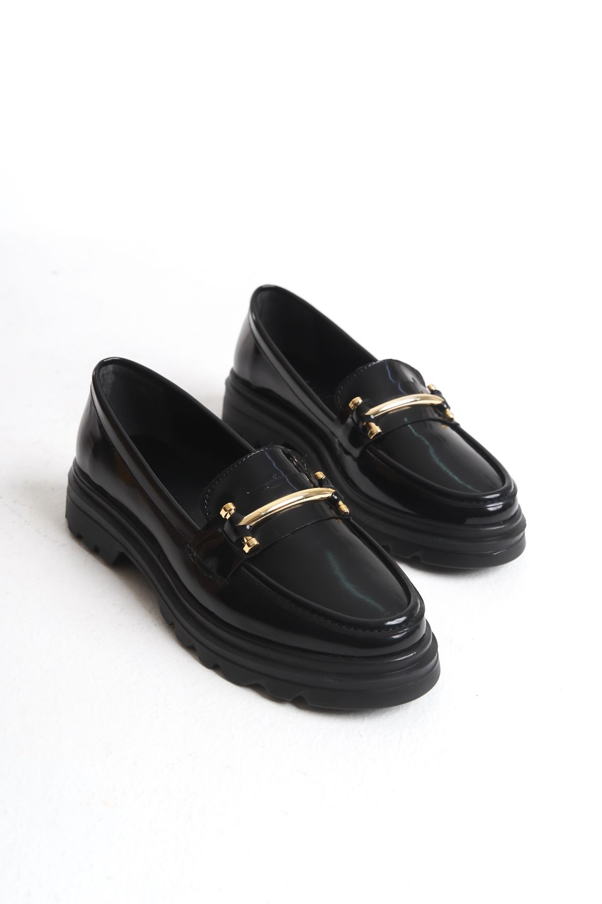 Shoesers Kadın Hafif ve Kalın Tabanlı Günlük Casual Oxford, Toka Detaylı Loafer Ayakkabı