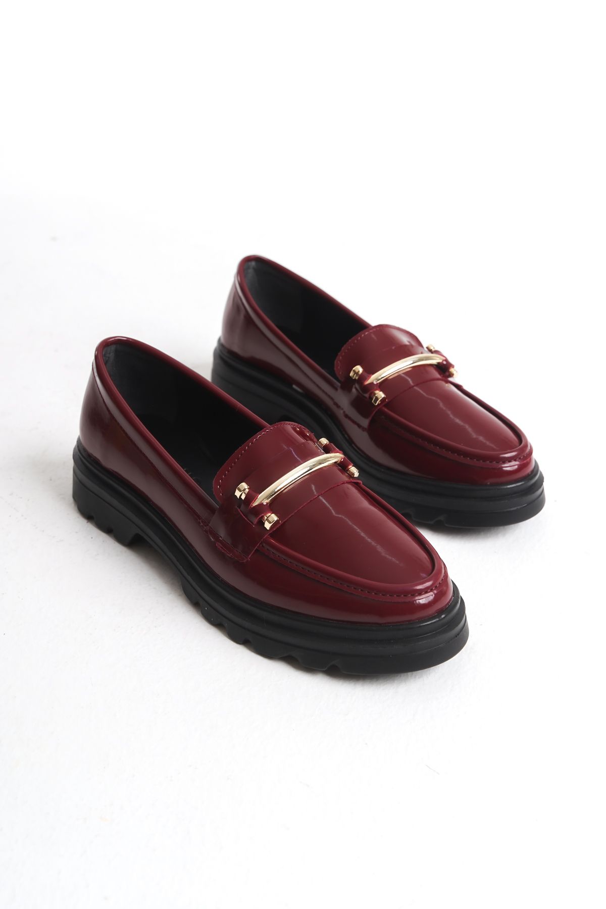 Shoesers Kadın Hafif ve Kalın Tabanlı Günlük Casual Oxford, Toka Detaylı Loafer Ayakkabı