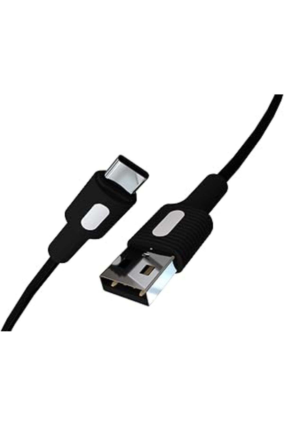 ebadi Remorax Coral Usb A-C Hızlı Şarj Kablosu, Siyah Kablo, Beyaz/Siyah Uçlar (120 Cm)