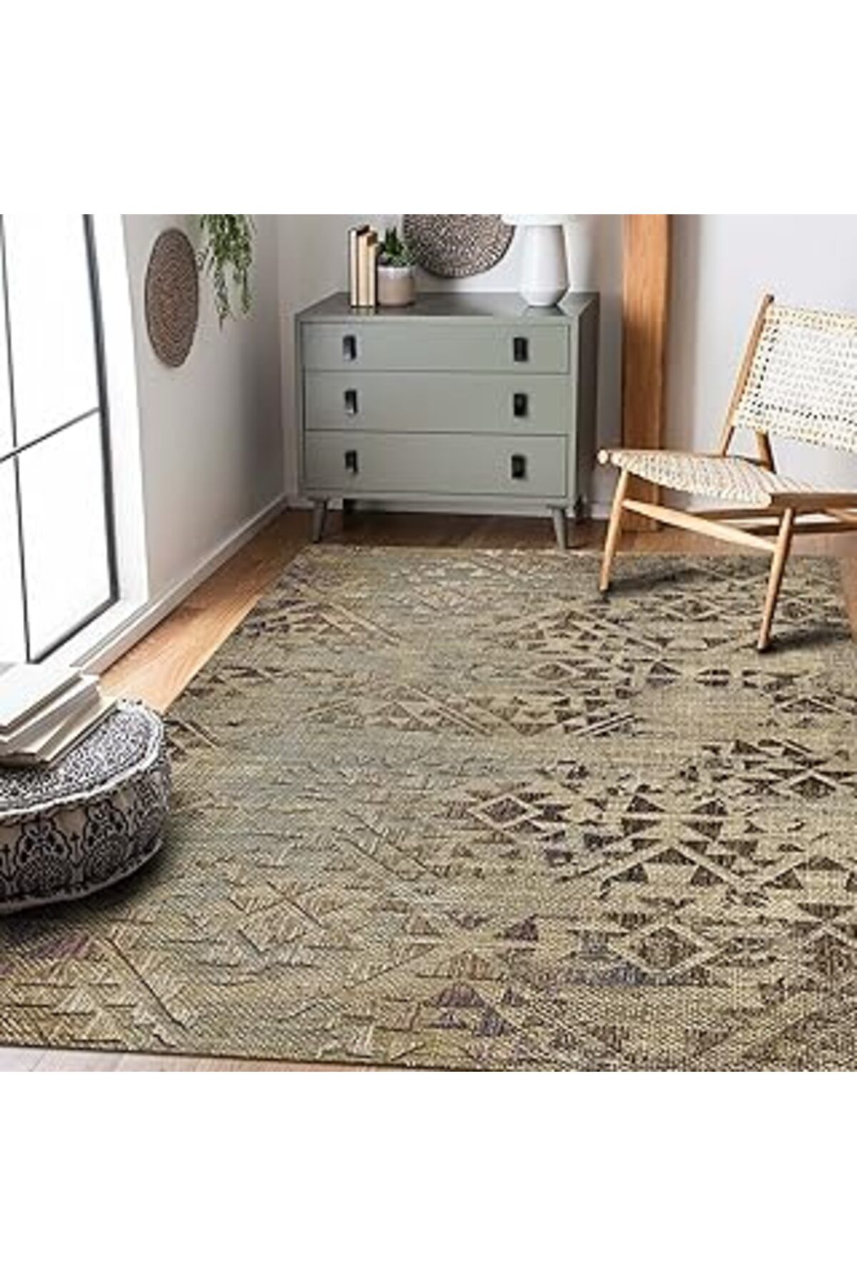 robotrend Latte Dizayn Aspen Desenli Pamuk Tabanlı Yıkanabilen Kaydırmaz Antibakteriyel Salon Halısı 200X300