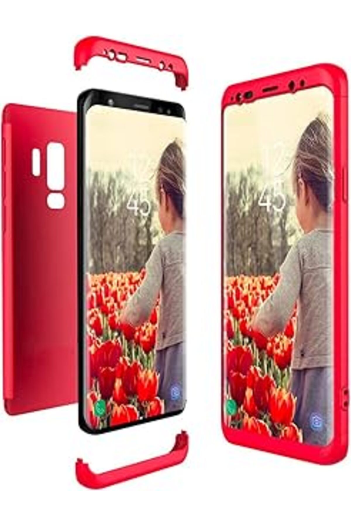Pİ GLOBAL Cupcase® Samsung Galaxy S9 Plus Uyumlu Kılıf 360° Ön Arka Kapak (Önü Camsız) 3 Parçalı Tam Koruyucu