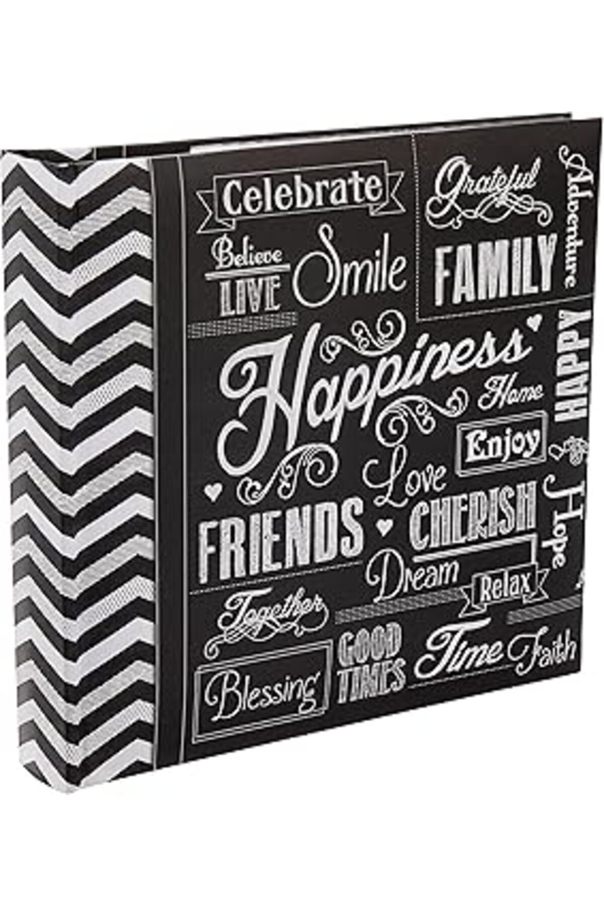 robotrend Pioneer Photo Albums 200-Pocket Chalkboard Printed "Happiness" Theme Photo Album For 10Cm By 15Cm P