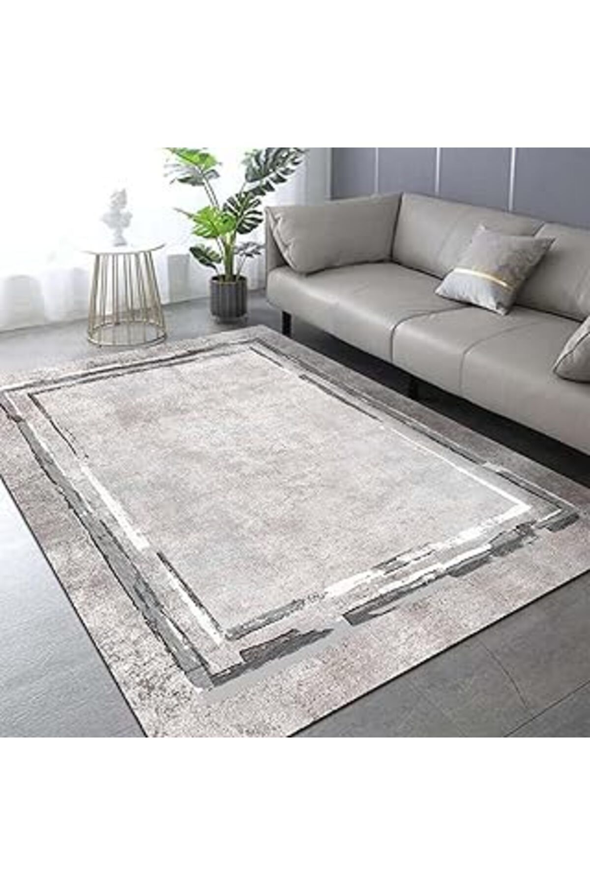robotrend Latte Dizayn Lareny Desenli Pamuk Tabanlı Yıkanabilen Kaydırmaz Antibakteriyel Salon Halısı 160X230
