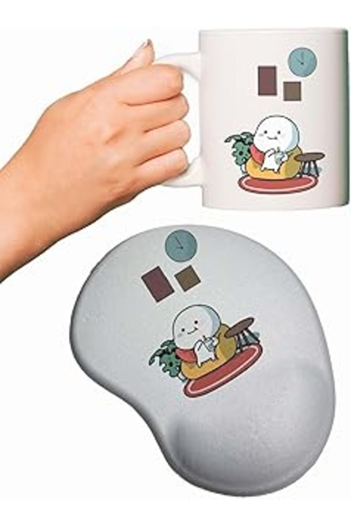 Mu Art Ahşap Rakkun Shop Keyif Düşkünü Baskılı Mouse Pad + Kupa Bardak Mug