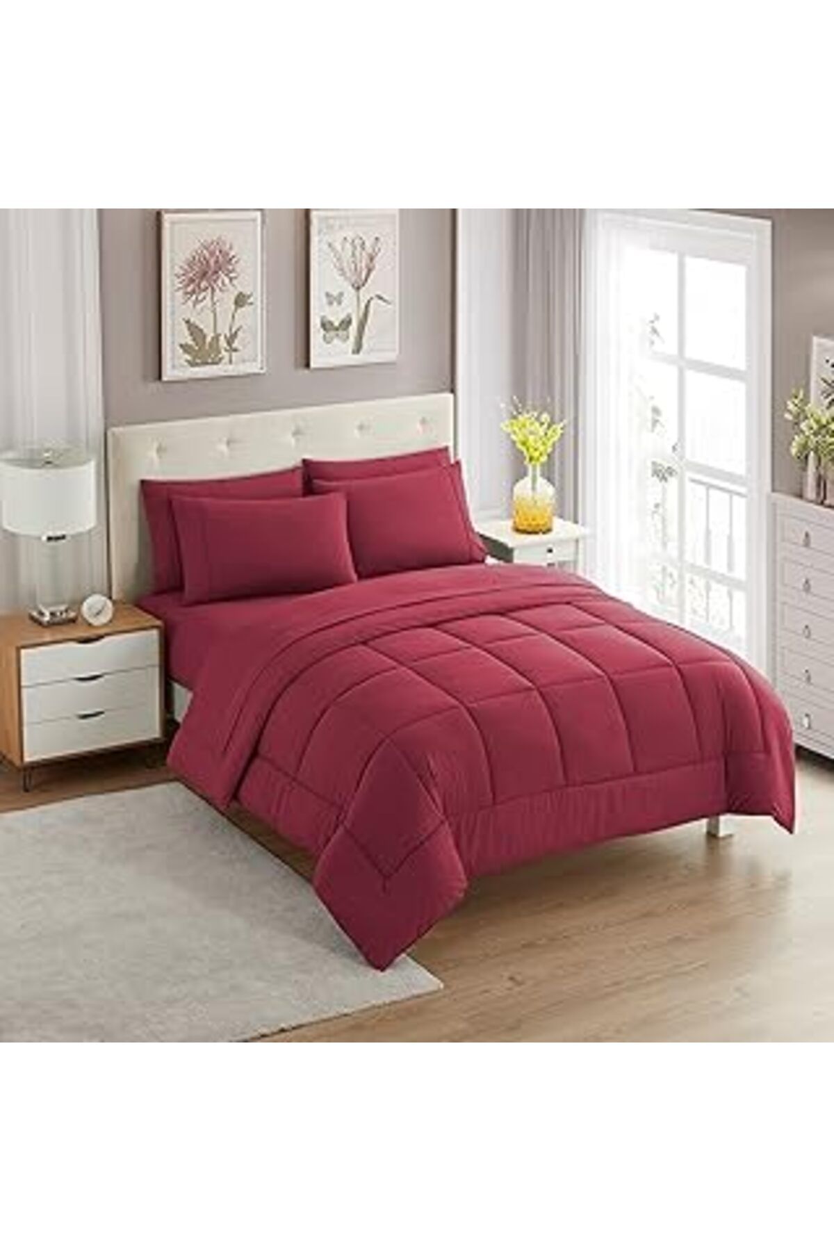 Pazarcan Sweet Home Collection Ultra Yumuşak Kuş Tüyü Alternatif Set Ve Lüks Çarşaflar, Mikrofiber, Bordo, İ