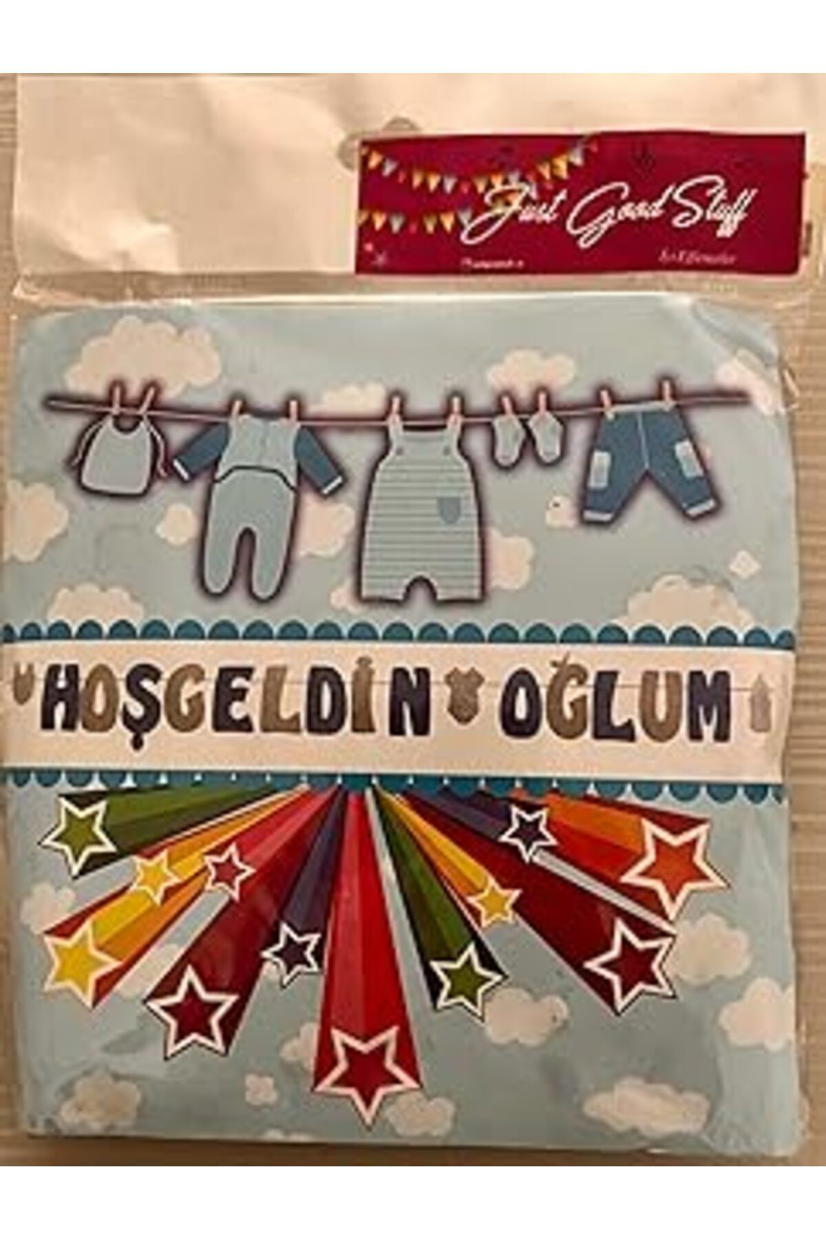 Mu Art Just Good Stuff - Hoş Geldin Bebek Banner (Erkek Çocuk)