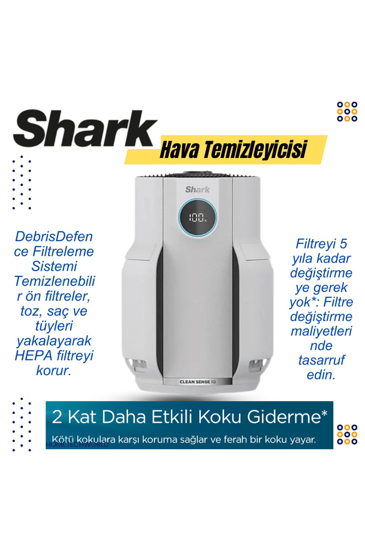 Shark Clean Sense IQ Hava Temizleyicisi Max Beyaz