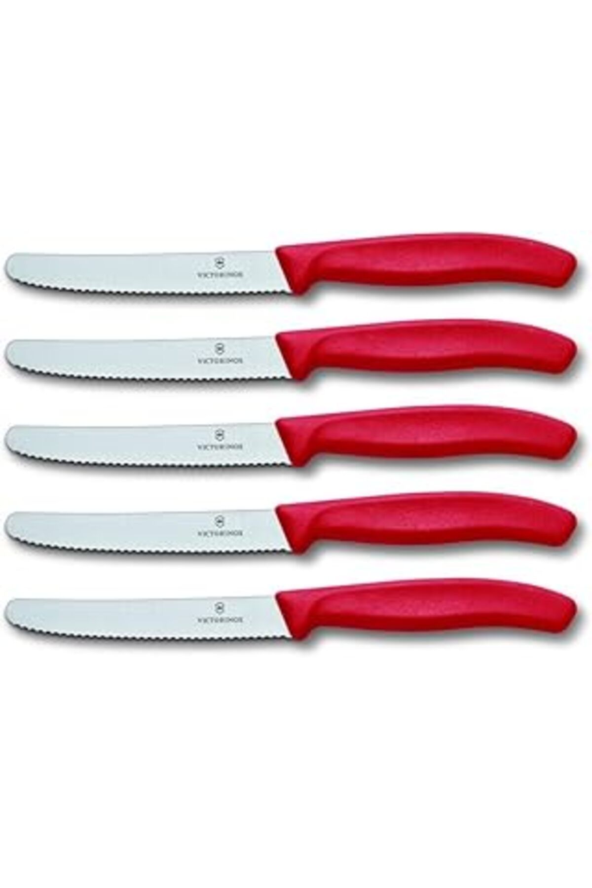 Pazarcan Domates Bıçağı, Ekmek Bıçağı, Sofra Bıçağı Seti, 5 Parça, Swiss Classic (Kırmızı)