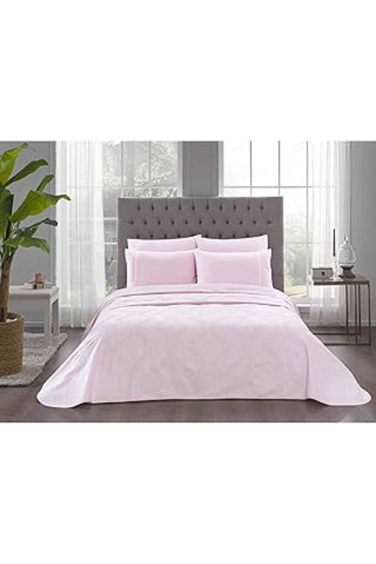 robotrend Madison Jakarlı%75 Pamuk%25 Polyester Pike Takımı, Pembe, Çift Kişilik