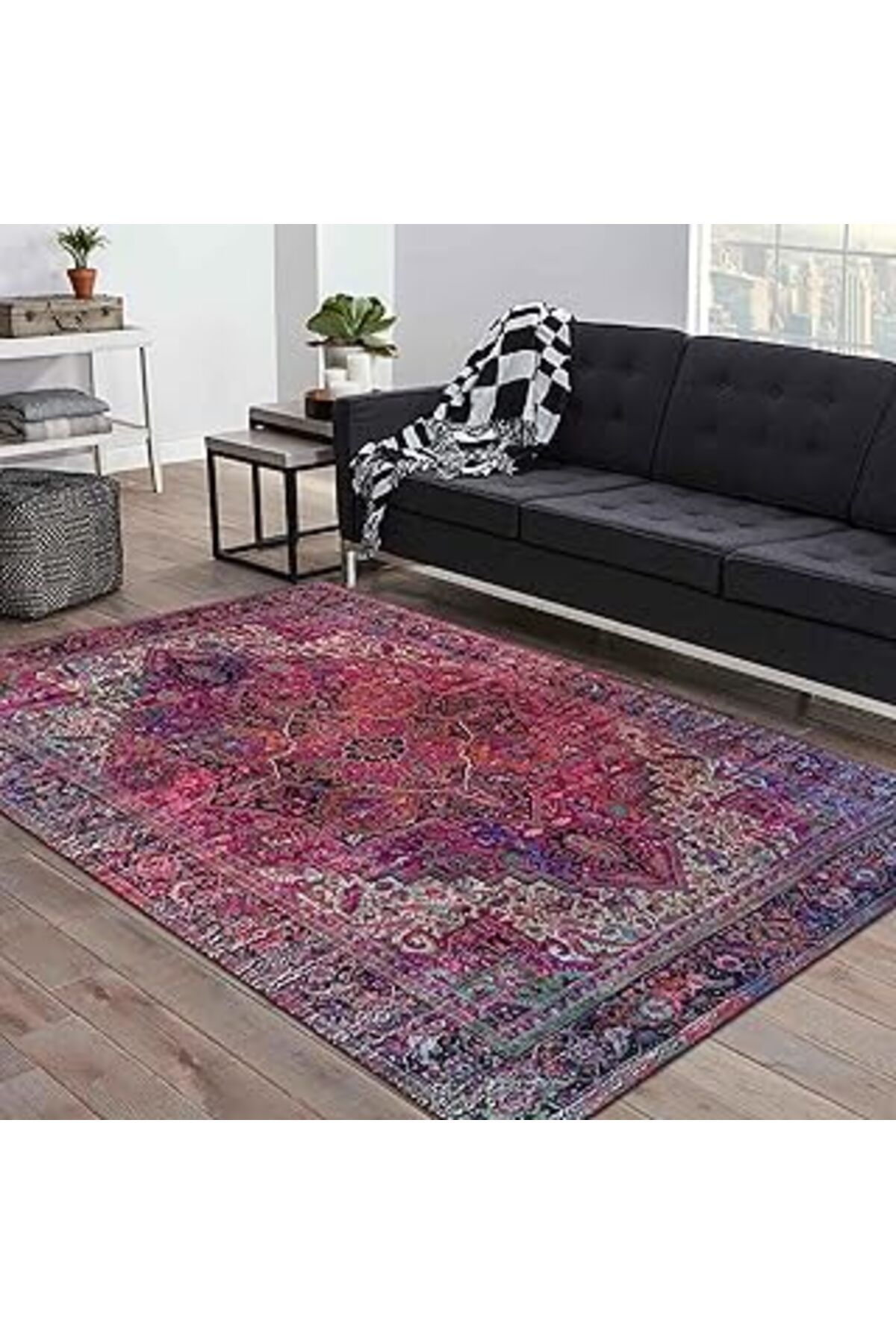 robotrend Latte Dizayn Ozrin Desenli Pamuk Tabanlı Yıkanabilen Kaydırmaz Antibakteriyel Salon Halısı 60X250