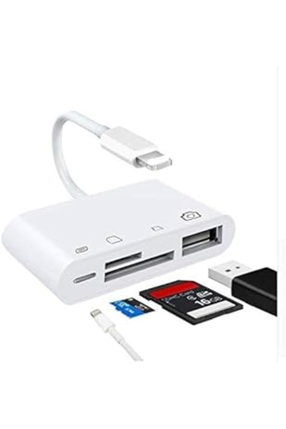 ebadi 26096 4İN1 İPhone,İPad Lightning To Tf,Sd Card Usb Kamera Adaptörü Nk108L Beyaz