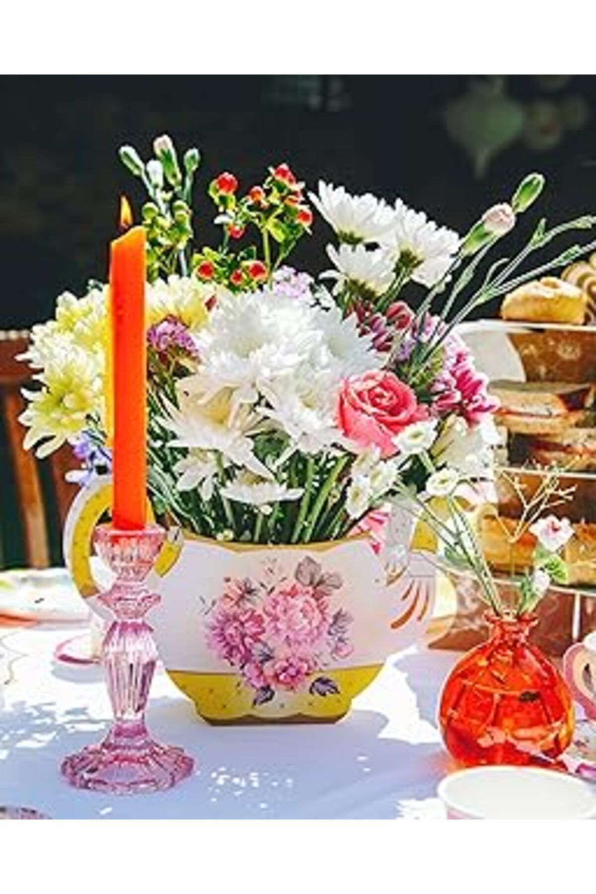 robotrend Talking Tables Truly Scrumptious; Teekraenzchen, Düğünler Için Dekoratif Blumenschmuck-Çaydanlık Şı