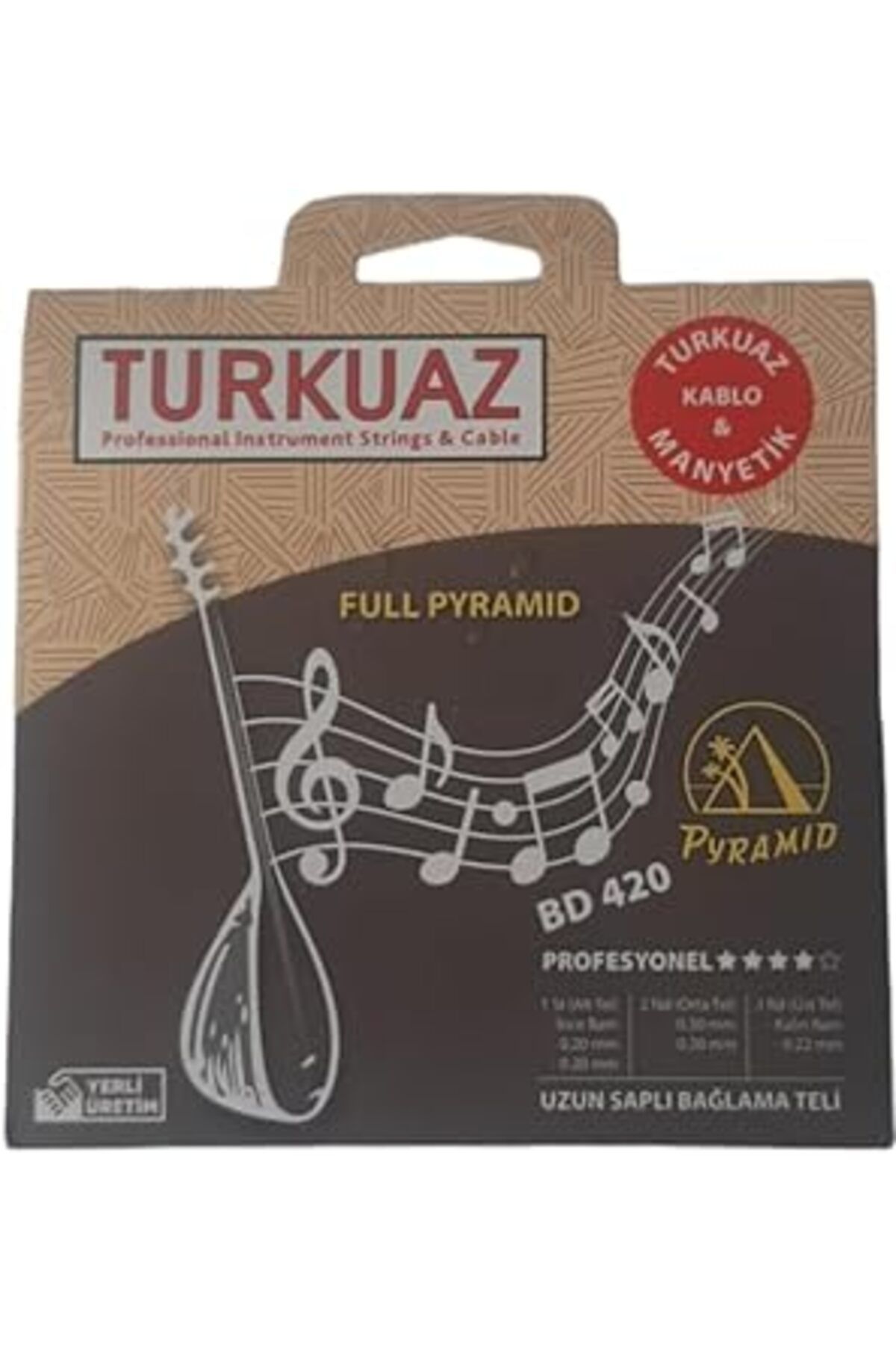 Pazarcan Turkuaz Professional Instrument Strings Bd 420 Uzun Saplı Pyramid Bağlama Teli 0.20 Full Pyramid