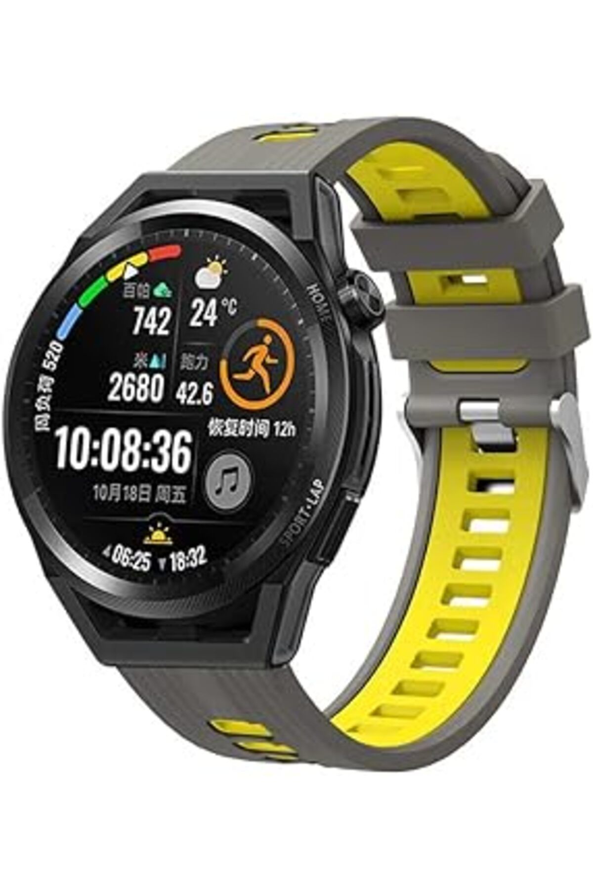 Mu Art Ahşap Huawei Gt2 46Mm İle Uyumlu 10 Kademeli Ayarlanabilir Esnek Silikon Malzeme Suya Karşı Dirençli Renk