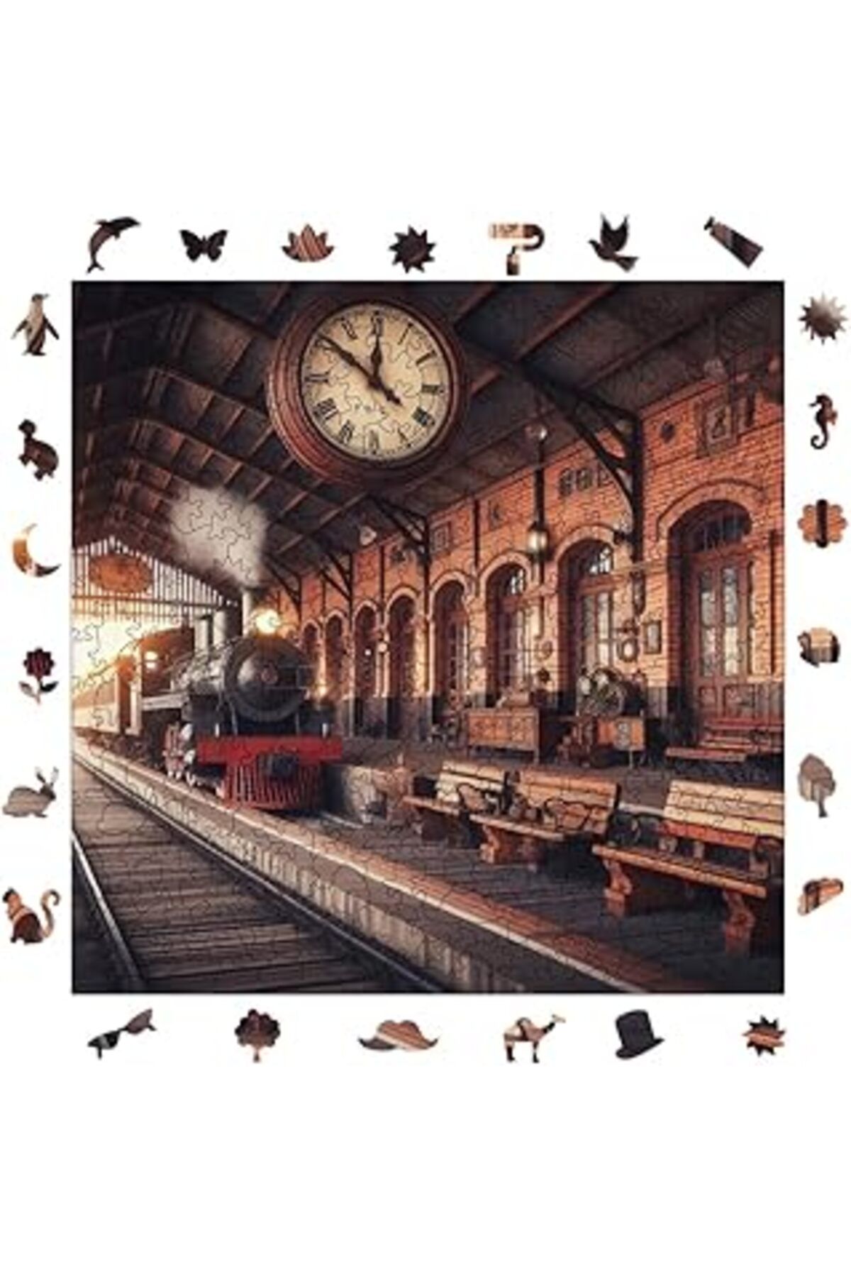 robotrend Pinecone - Ahşap Puzzle Yetişkinler Için - Eski Tren Istasyonu Benzersiz Parçalı Puzzle - 353 Parça