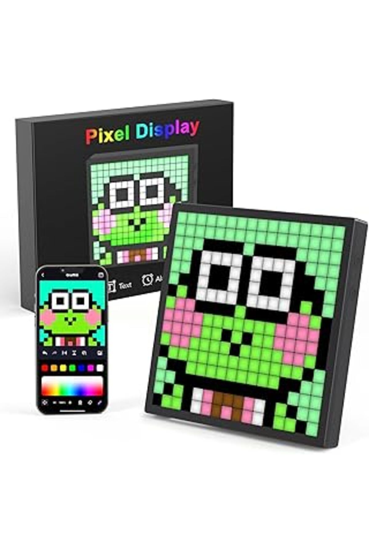 Mu Art Ahşap 16X16 Pixel Art Animasyonlu Rgb Dijital Resim Çerçevesi Odası Çalışma Masası Ofis Güzel Hediye 20Cm