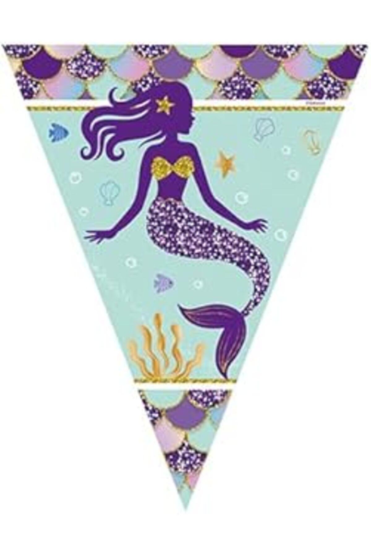 Mu Art Benim Marifetlerim - Deniz Kızı Pırıltı Üçgen Flama Seti 11 Adet 320 Cm