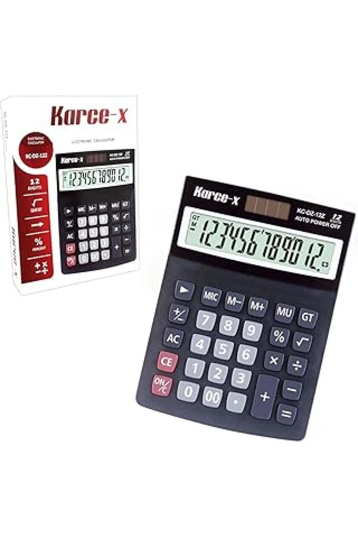 Mu Art (Karce-X Kc-Dz-12Z Model) 12 Basamaklı Büyük Boy Hesap Makinesi (Ebat: 17,1 Cm X 12,5 Cm)