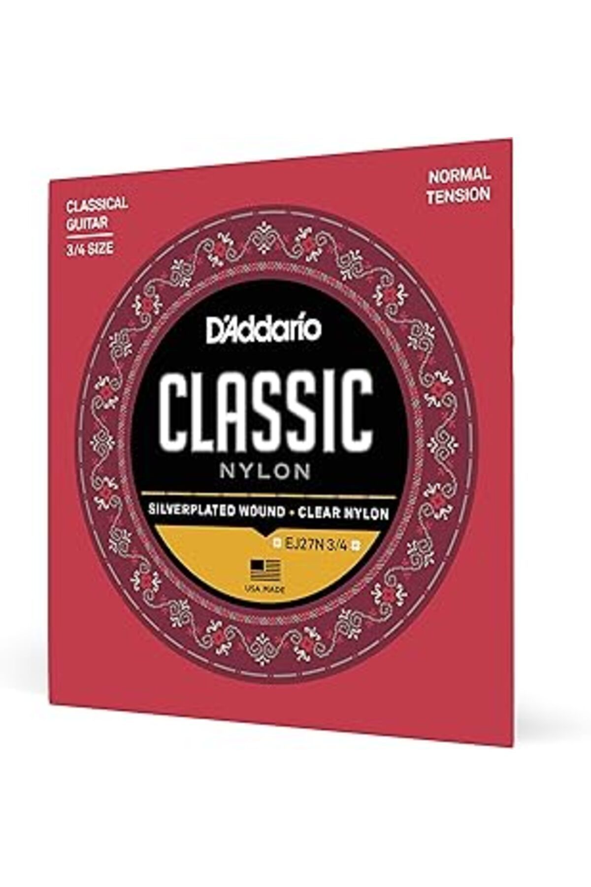 Genel Markalar D'Addario Ej27N 3/4 Klasik Gitar Tel Seti (3/4), Silverplated Wound, C