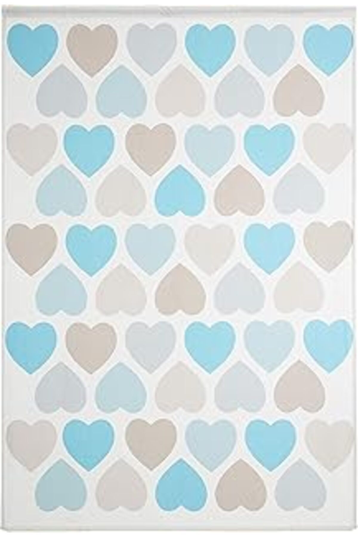 TBSProjects Eren Home Erenev Şirin Kalpler Mavi Fon Perde 290Cm 1743Aa50290