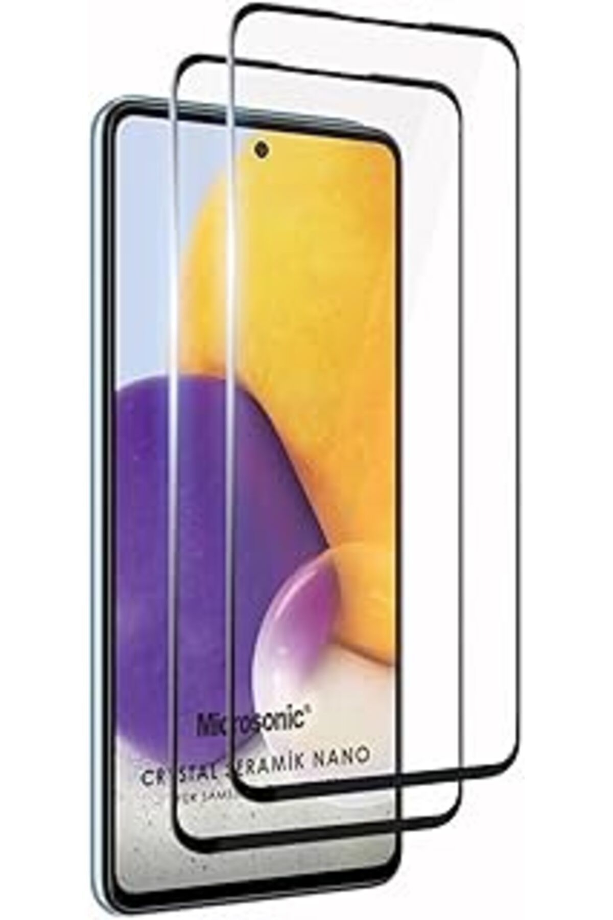 Pazarcan Microsonic Samsung Galaxy A72 Crystal Seramik Nano Ekran Koruyucu Siyah (2 Adet)