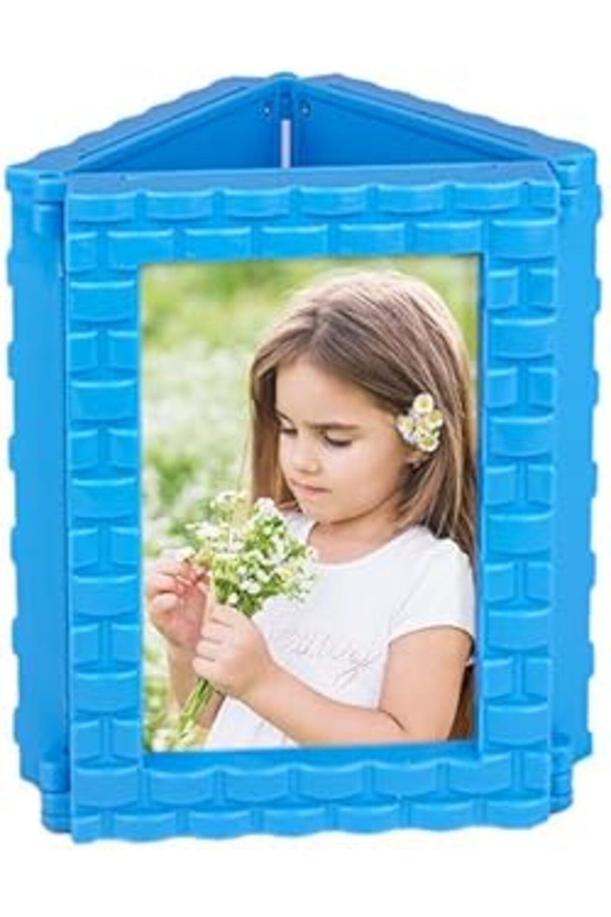 robotrend Üçgen Kalemlikli Fotoğraf Çerçevesi, 4 Farklı Renk, 7X13 Cm Fotoğraflar Için Uygundur. (Mavi)