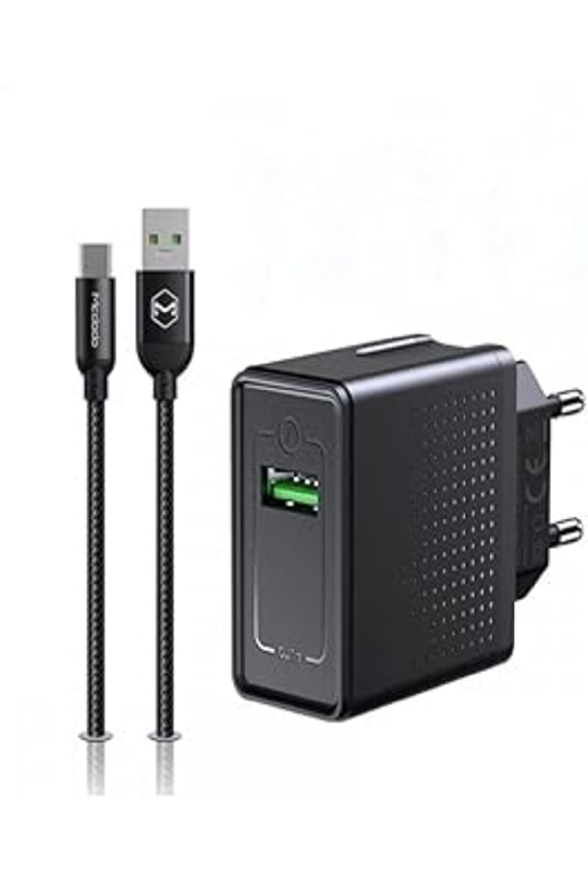 robotrend Mcdodo Vooc 22.5W 5A Tek Usb Çıkışlı+Type-C Kablolu Seyahat Şarj Set, Siyah, Siyah