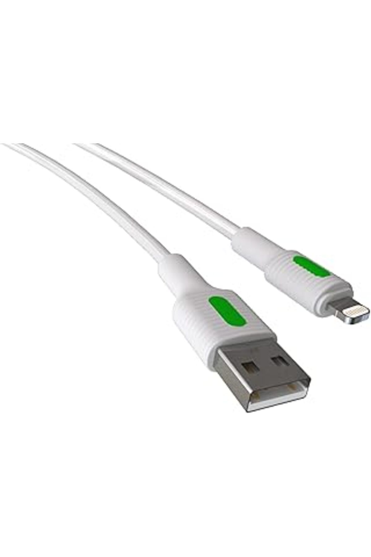 robotrend Remorax Coral Iphone Uyumlu Usb A-Lightning Şarj Kablosu, Beyaz Kablo, Yeşil/Beyaz Uçlar (150 Cm)
