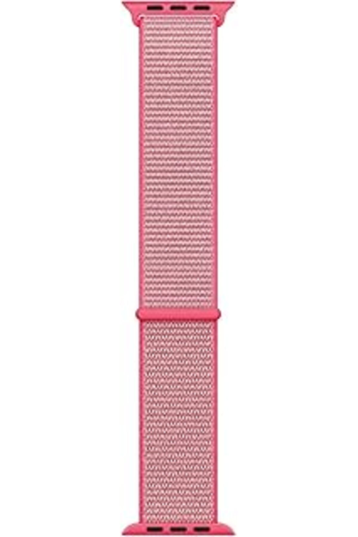 Pazarcan Microsonic Apple Watch Series 2 42Mm Için Kordon Hasırlı Woven Hot Pink