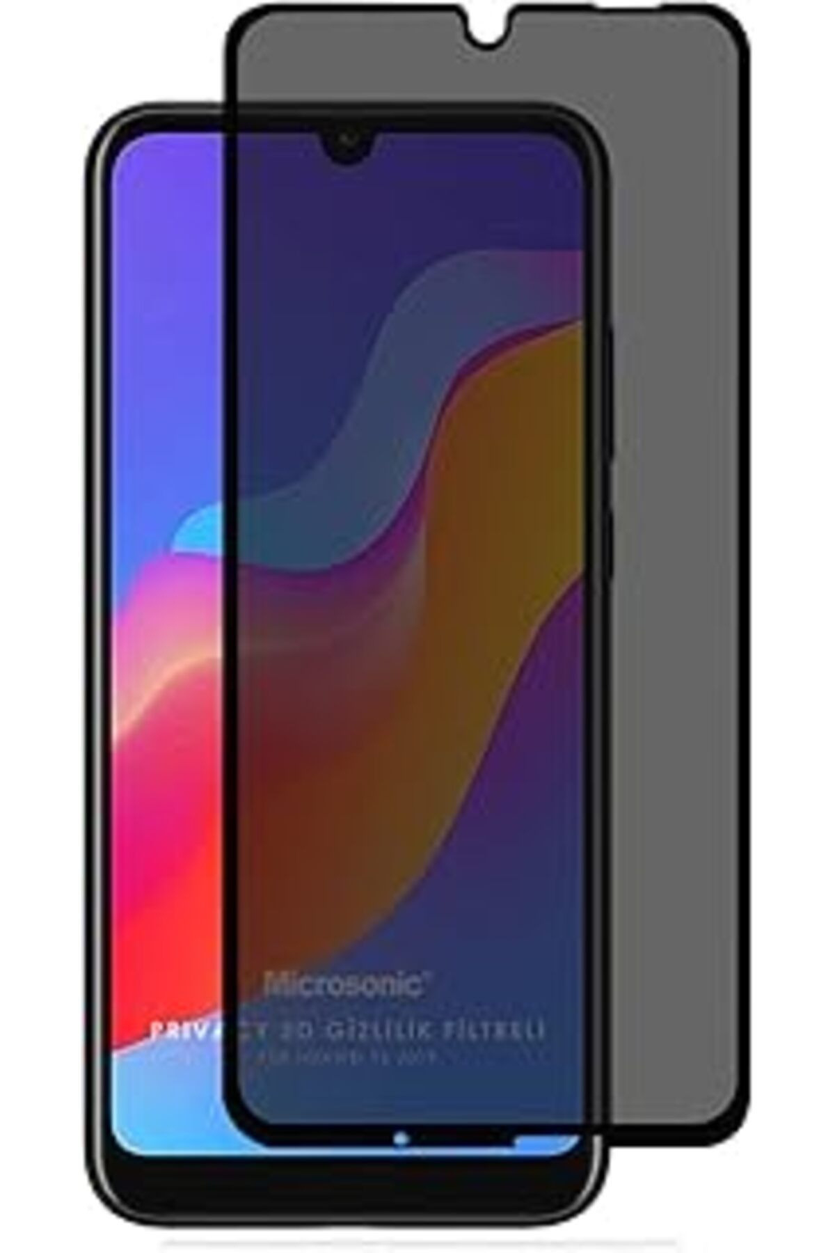 Karachil Microsonic Huawei Y6 2019 Privacy 5D Gizlilik Filtreli Cam Ekran Koruyucu Siyah