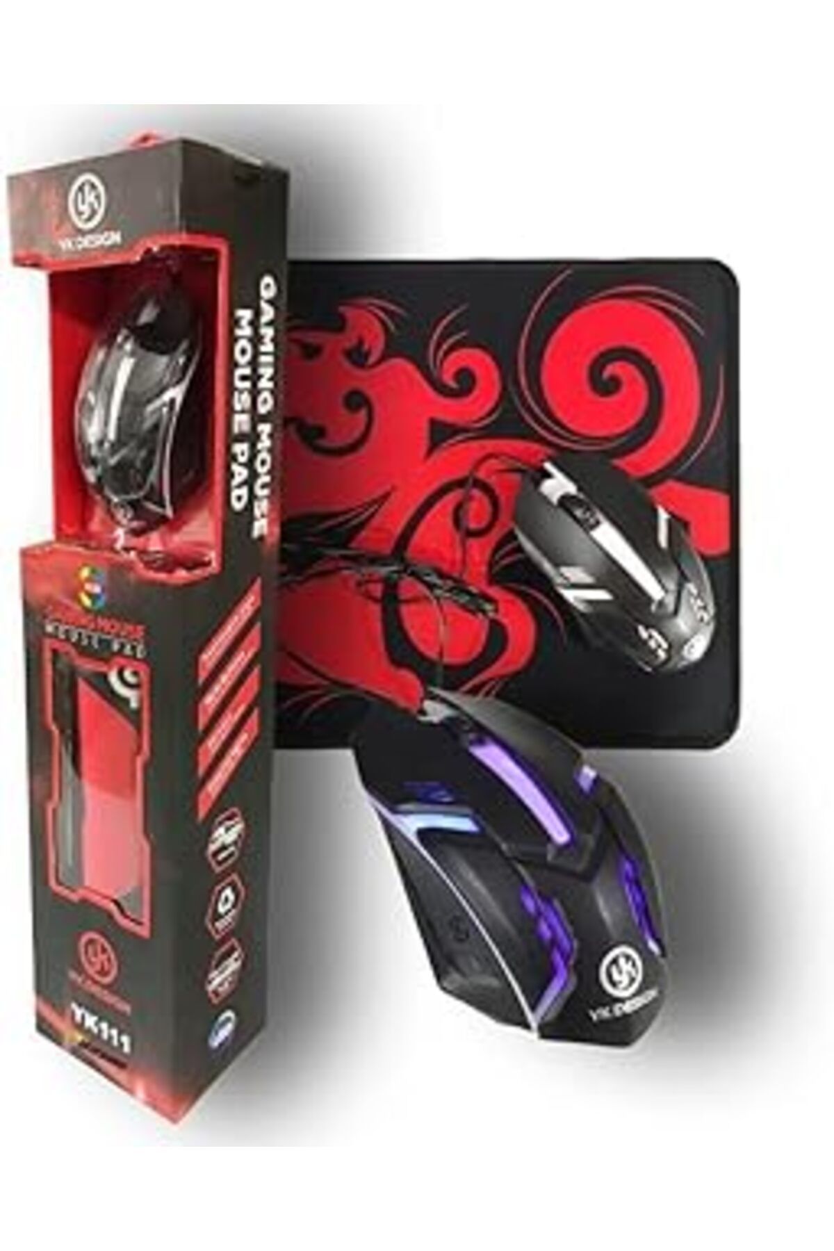 robotrend Aksesuarcı Işıklı Oyuncu Mouse + Mouse Pad Set, Yüksek Kalite, Rgb Işıklı Gaming Mouse Ve 30X24Cm D