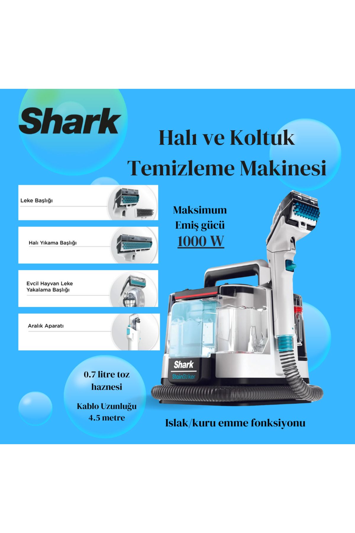 Shark Taşınabilir Halı ve Koltuk Temizleme Makinesi