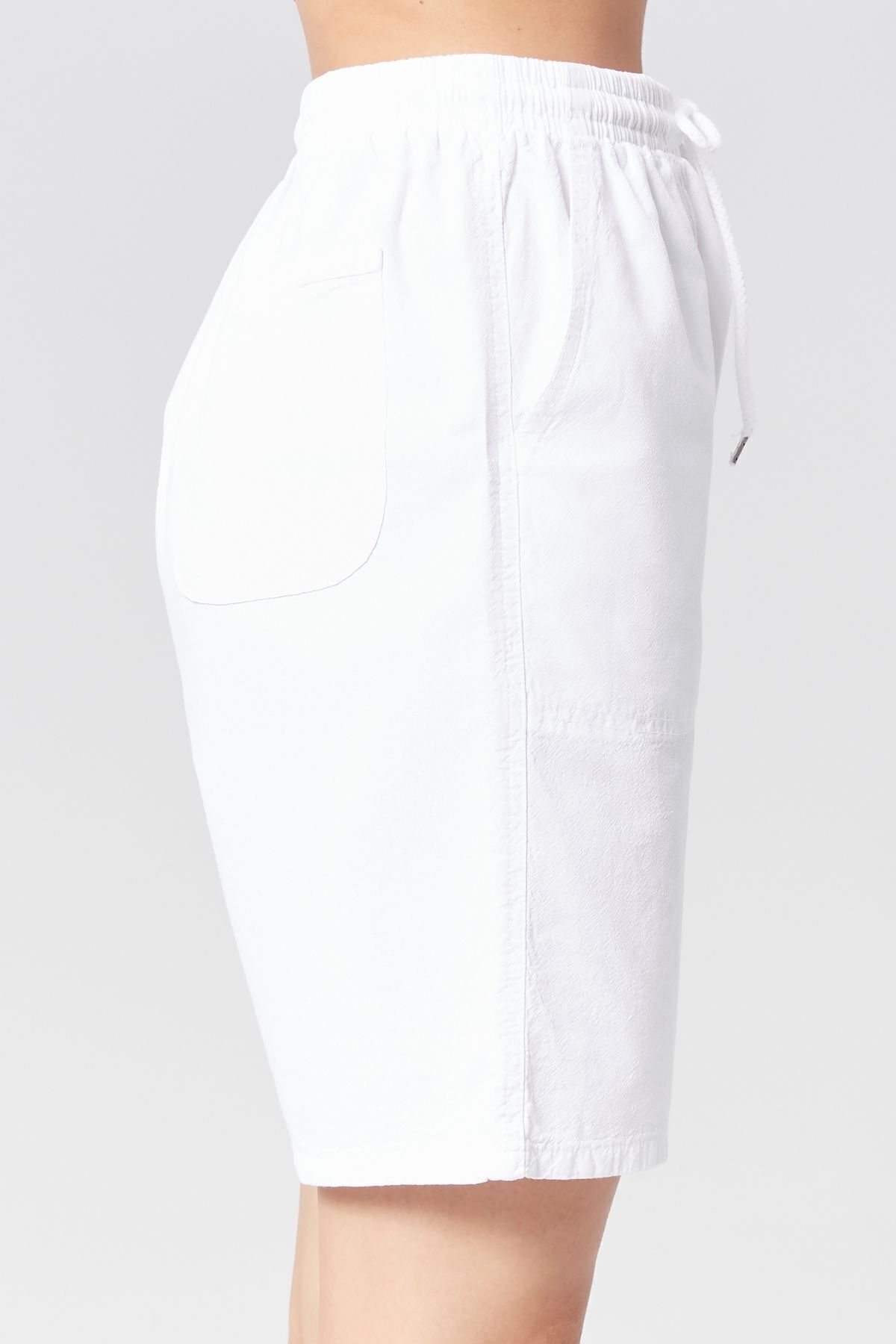 MONAHA-Pantaloni scurți albi din bumbac, largi, pentru femei - in, talie elastică, monaha cu talie înaltă 7