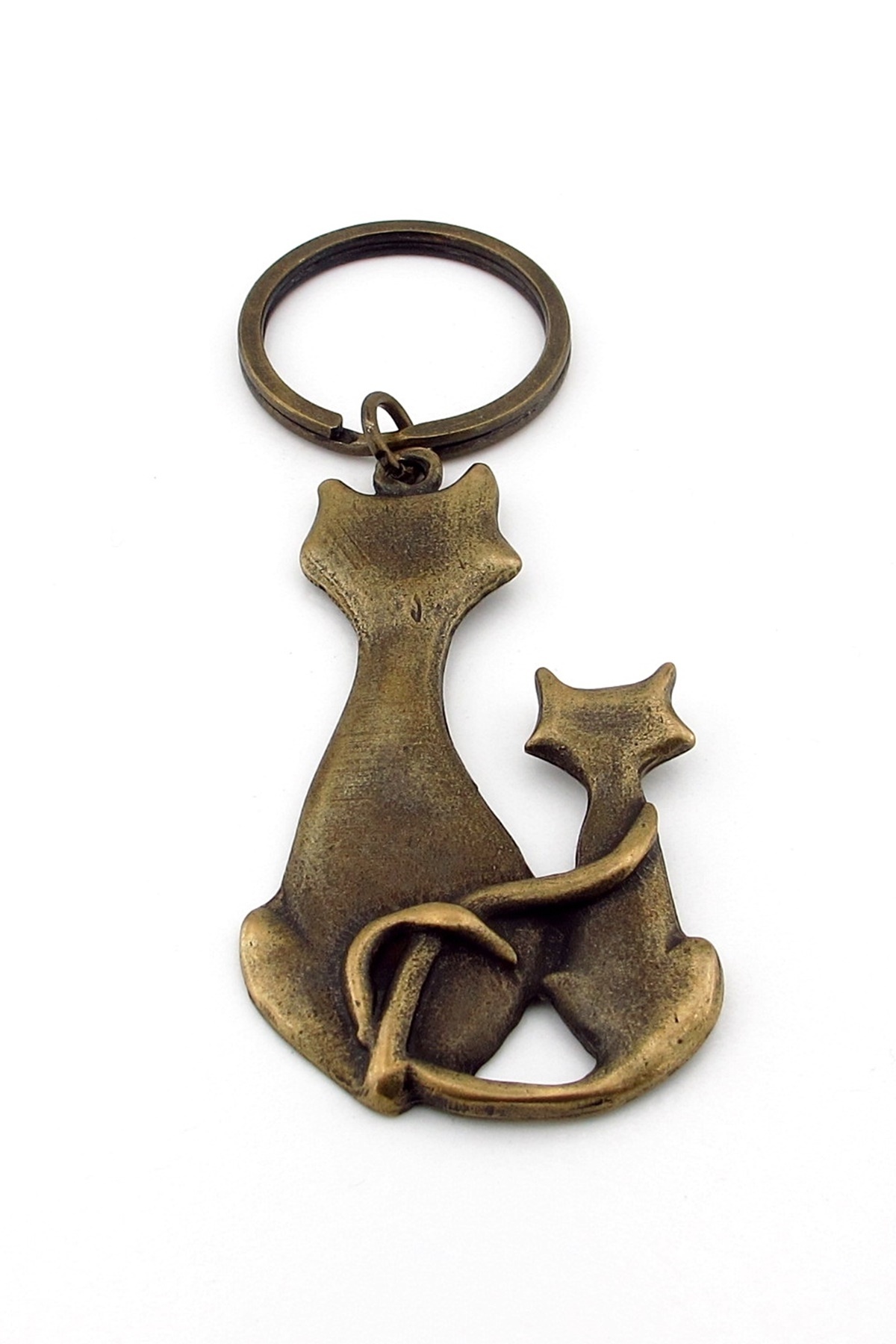 Solfera-Yellow Bronze Metal Keychain Mother and Child Family Statuette Love Ancient Kc237 3