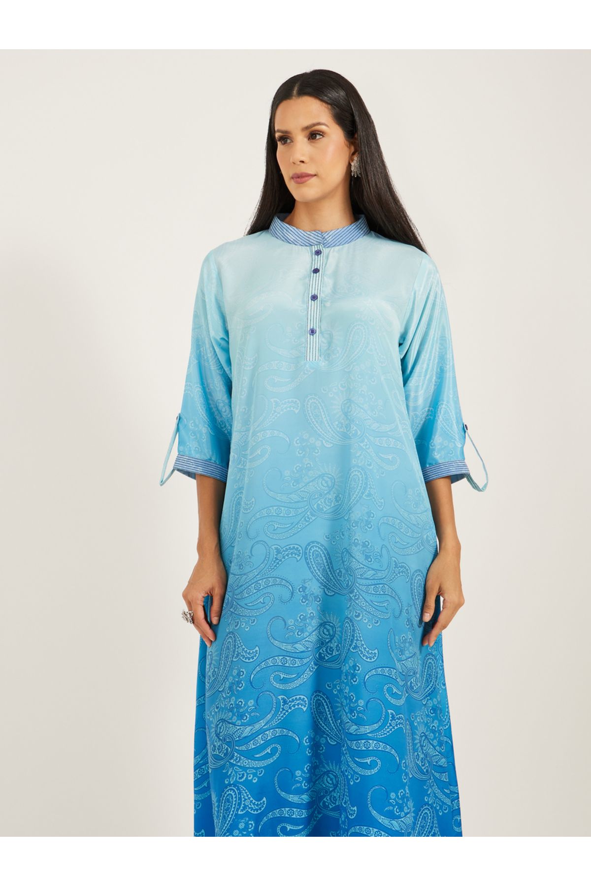 Maxim Creation By Styli-Printed Stand Collar Buttoned A-Line Kaftan 3