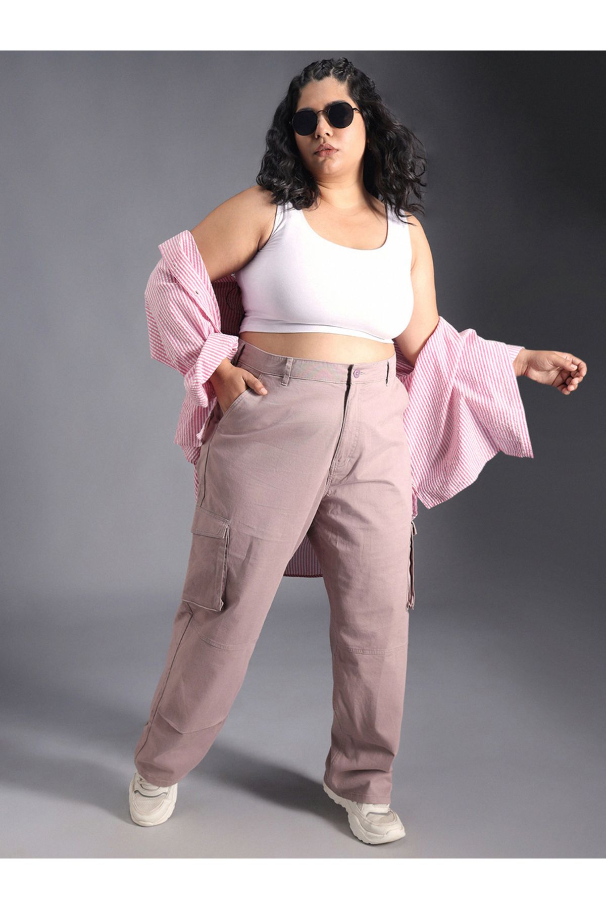 High Star By Styli-Plus Size High Rise Straight Leg Cargo Pants 6