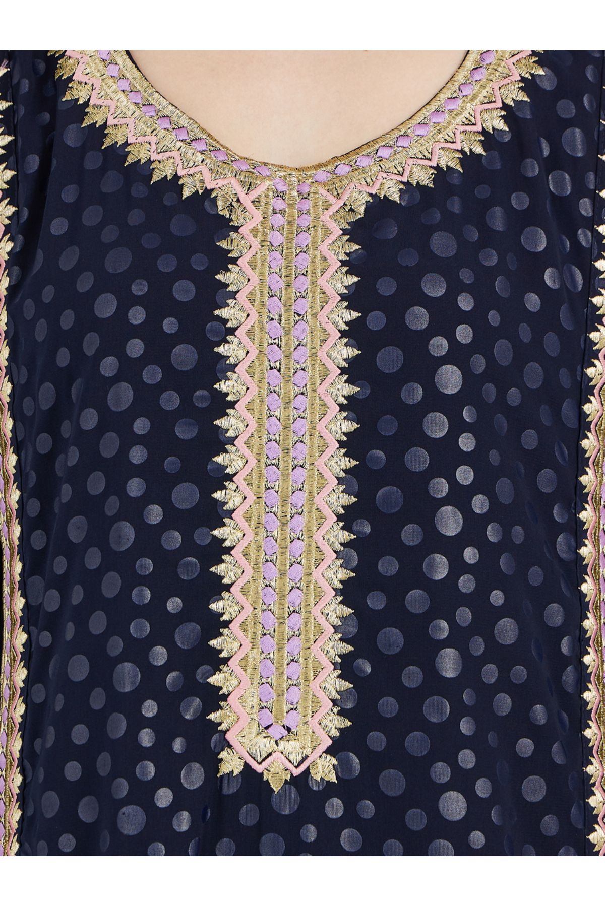 Maxim Creation By Styli-Embroidered Panel Scoop Neck Kaftan 3