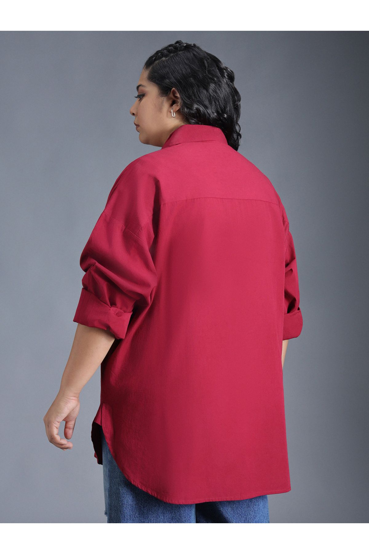 High Star By Styli-Plus Size Classic Spread Collar Oversized Casual Shirt 3
