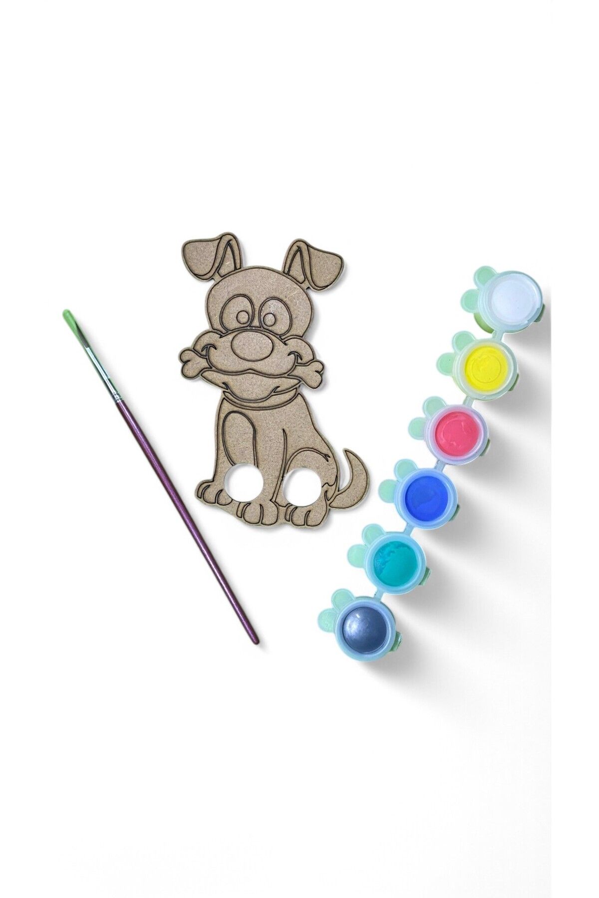 MEKSAPP KUKLA BOYAMA-AHŞAP KUKLA BOYAMA-HOBİ EĞİTİM SETİ-KÖPEK PARMAK KUKLA