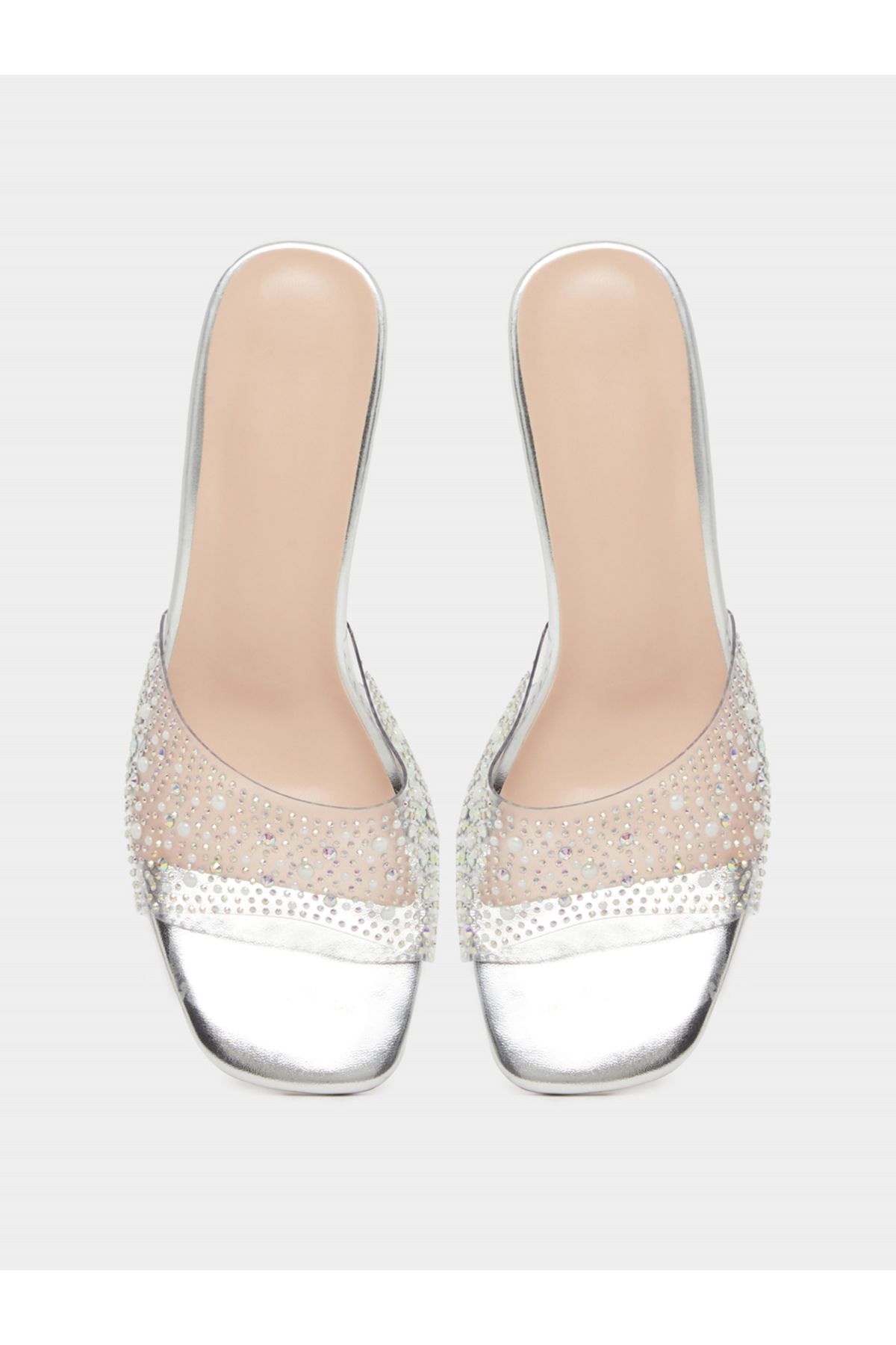 Take Two By Styli-Embellished Transparent Strap Block Heel Sandals 5