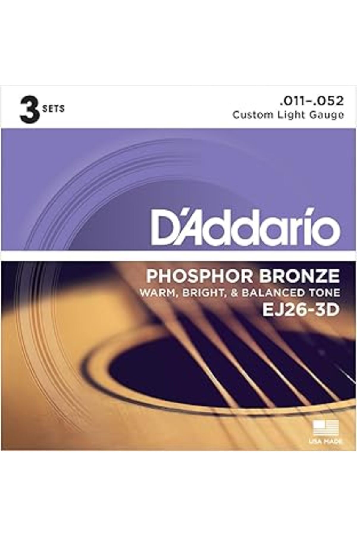Pazarcan D'addario Ej26-3d Akustik Gitar Tel Seti, 3'lü Paket, Phosphor-bronz