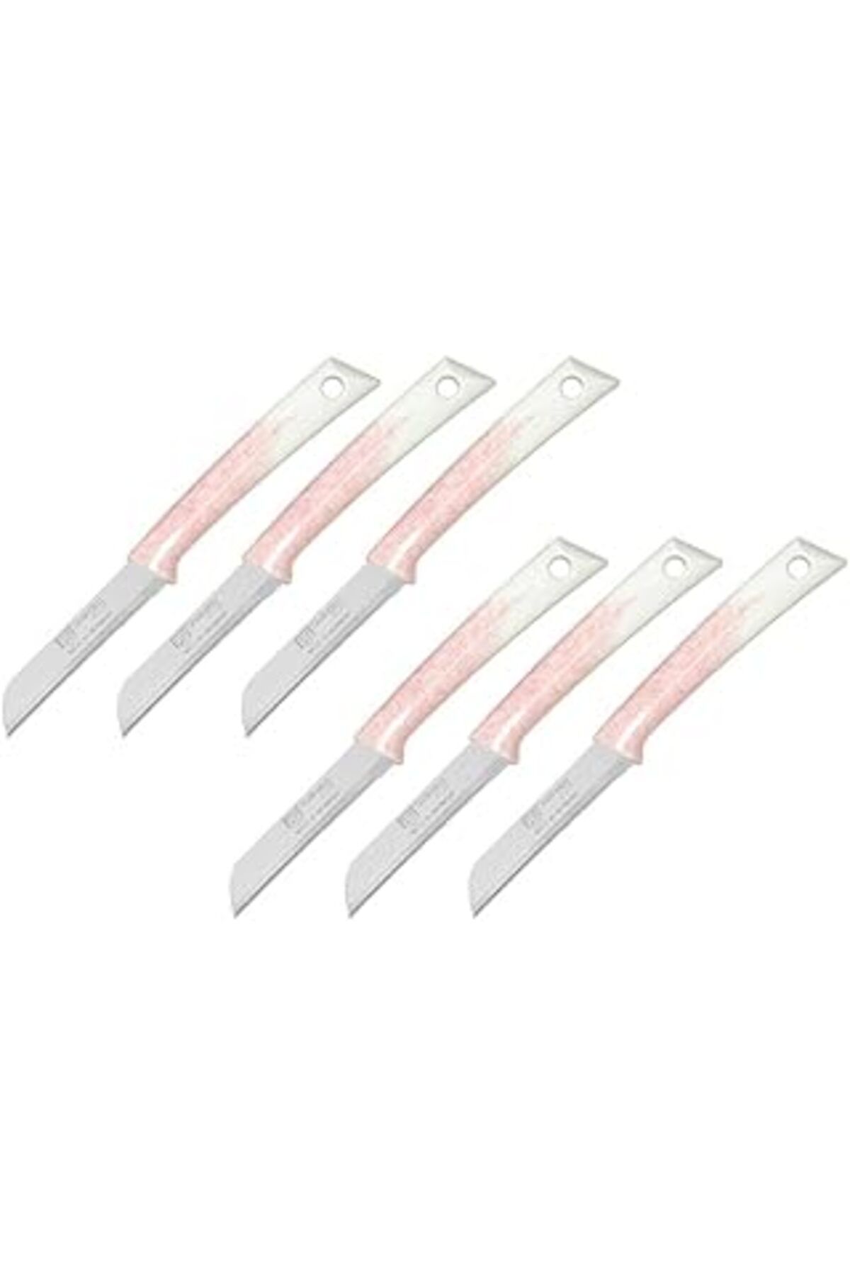 Pazarcan Pirge Pure Line Solingen Meyve Bıçağı Seti 6'lı Pembe, Tırtıklı Sebze Meyve Bıçak Seti