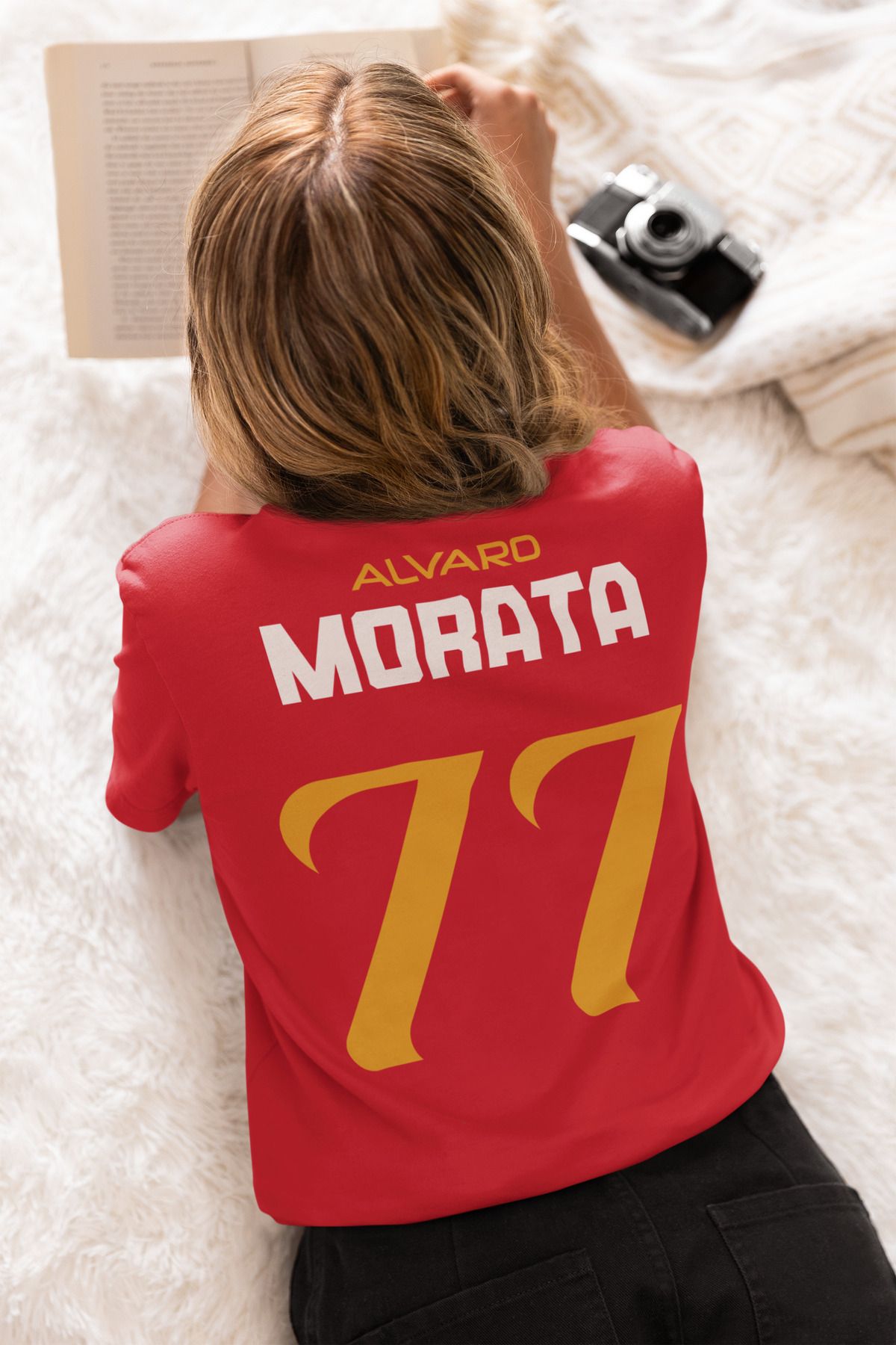 Biy Store Alvaro Morata futbolcu sırt forma baskılı unisex tişört regular fit t-shirt